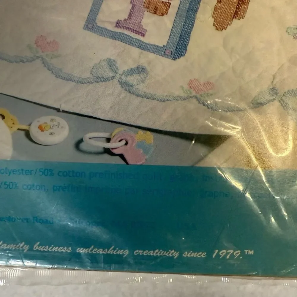 Vintage Janlynn Baby Easter Sleepy Bubby Quilt Cross Stitch 34x43